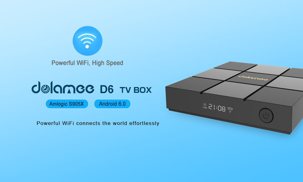 DOLAMEE D6 Amlogic S905X KODI 4K TV BOX Android 6.0 Marshmallow 1G/8G WIFI LAN VP9 HDR10 Media Player