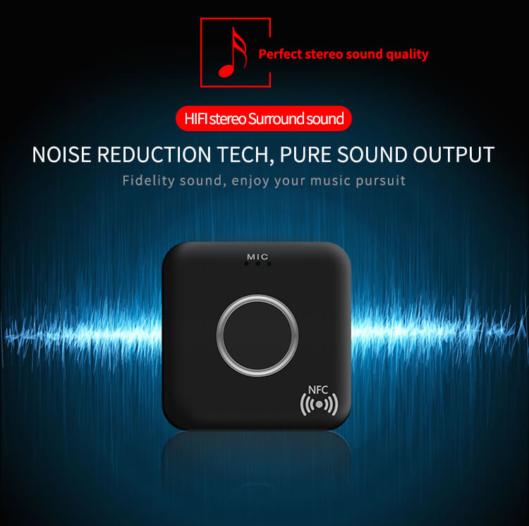 B7 Wireless Bluetooth 4.1 Audio Reciver NFC Stereo Music Adapter 3.5MM AUX - Black