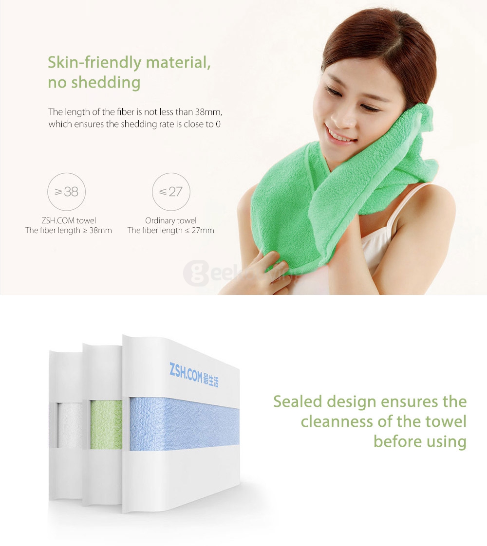 Original Xiaomi ZSH Towel Powerful Absorption Antibacterial Long-staple Cotton Sealed Packaging Youth Series - White