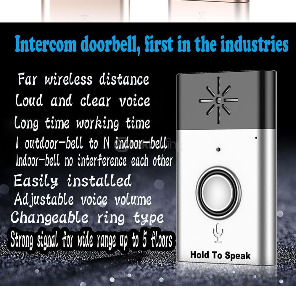 H6-1 Wireless Voice Intercom LED Doorbell - Silver