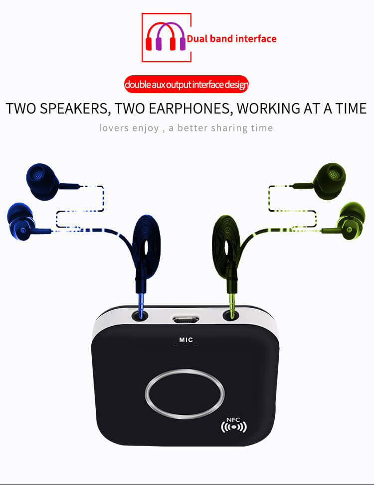 B7 Wireless Bluetooth 4.1 Audio Reciver NFC Stereo Music Adapter 3.5MM AUX - Black