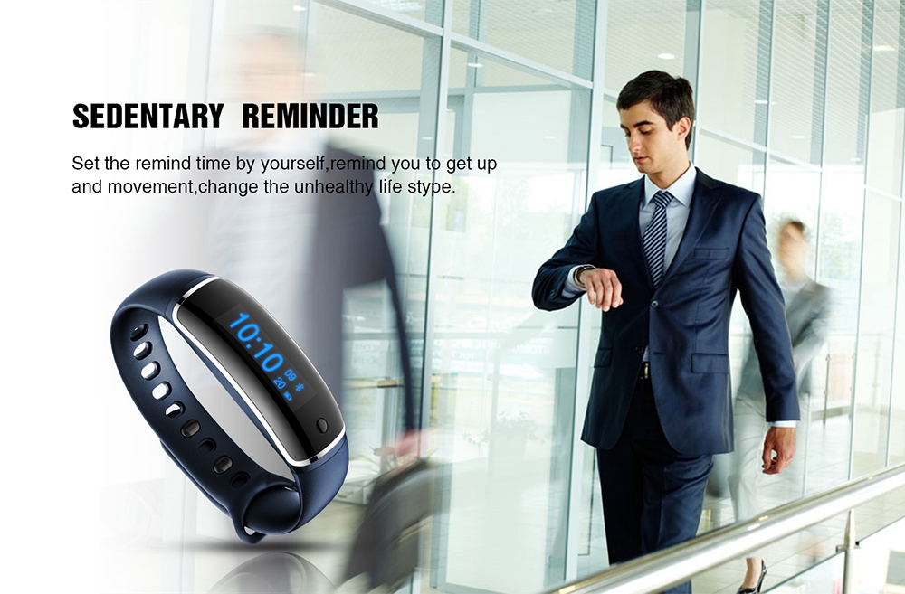 LYNWO M4 Health Smart Bracelet Dynamic Heart Rate Blood Pressure Monitor Sleep Tracker Call SMS APP Noification Reminder Bluetooth Wristband - Black