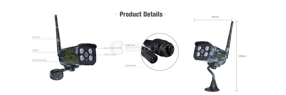 ESCAM Sentry QD900S 1080P IP WiFi Waterproof IR Bullet Camera Motion Detection Night Vision - Camouflage