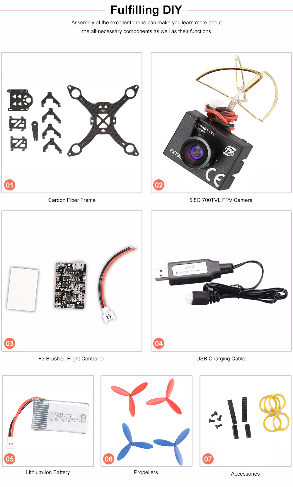 Cheerson TINY 117 Mini FPV Racing Quadcopter 5.8G 700 TVL HD Camera with F3 EVO Brushed Flight Controller