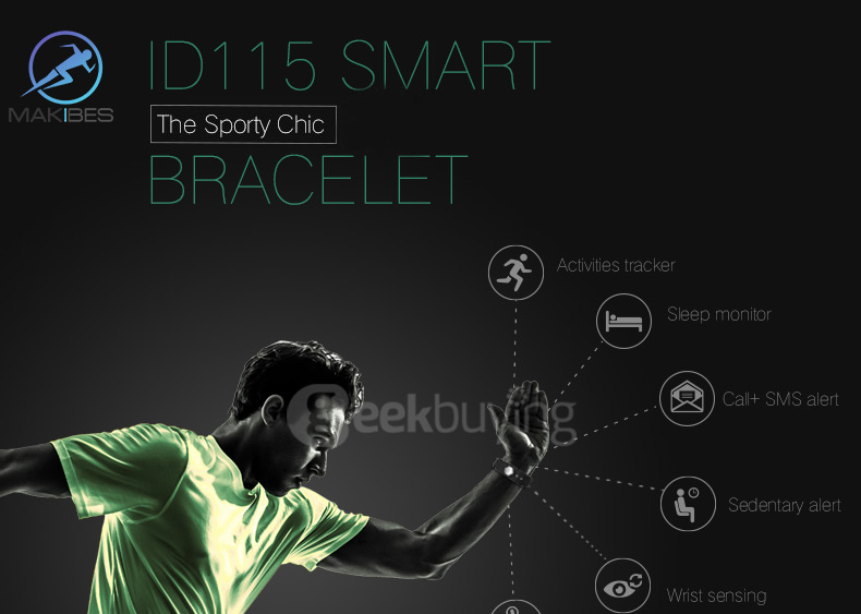 Makibes ID115 Smart Bracelet Fitness Tracker Step Counter Activity Monitor Band Alarm Bluetooth Wristband for iOS Android - Purple