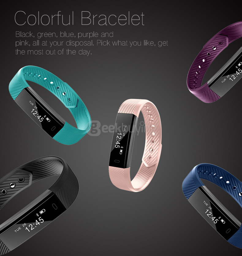Makibes ID115 Smart Bracelet Fitness Tracker Step Counter Activity Monitor Band Alarm Bluetooth Wristband for iOS Android - Pink