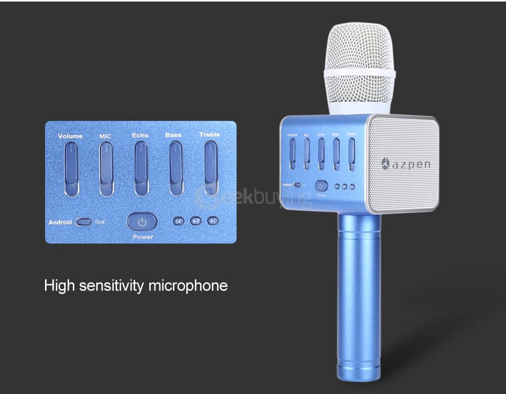 AZPEN AK47 Wireless Bluetooth 4.1 Speaker Microphone.Mini Karaoke Player Personal KTV for Android and IOS Phone - Rose gold