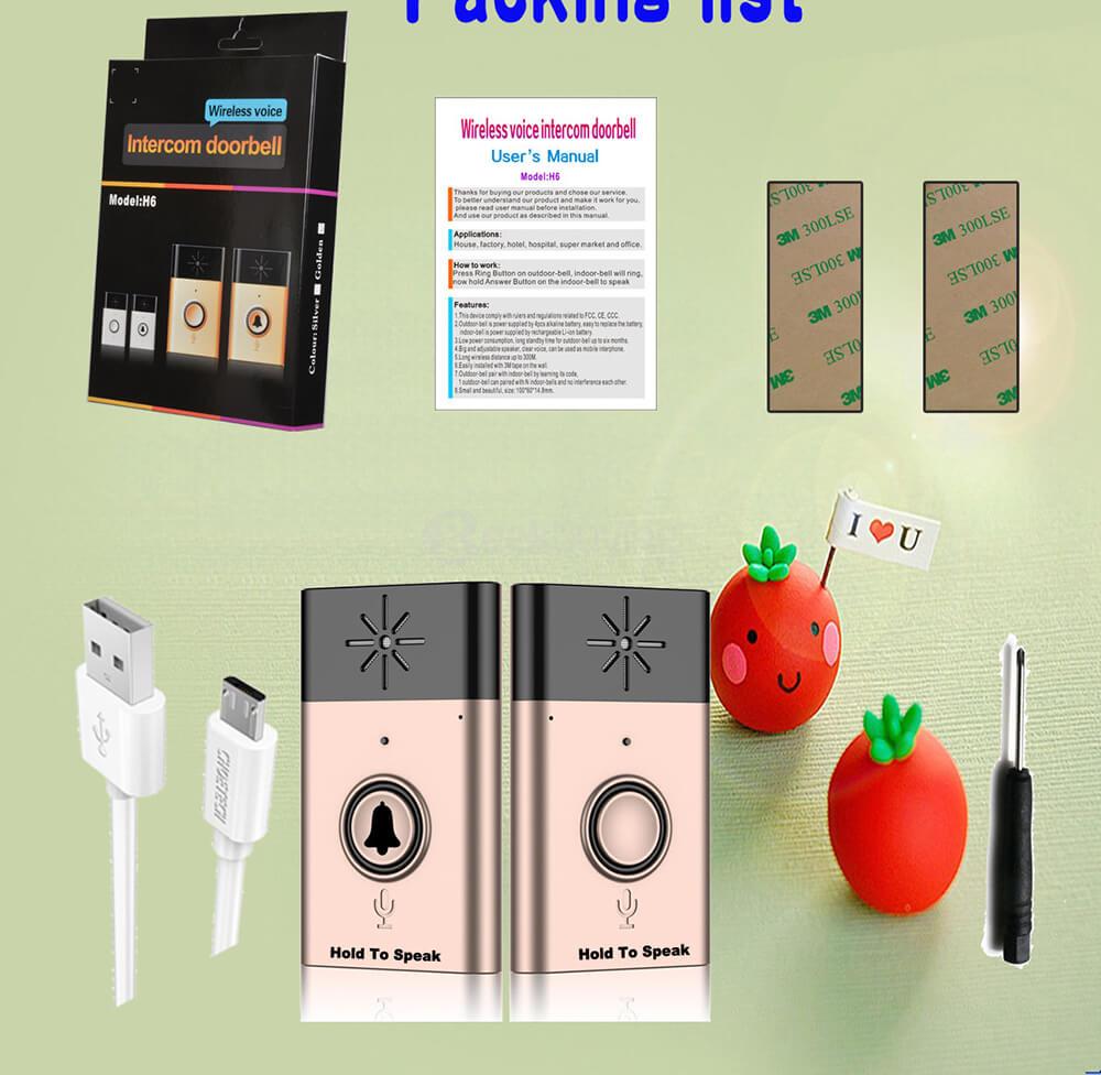 H6-1 Wireless Voice Intercom LED Doorbell - Silver