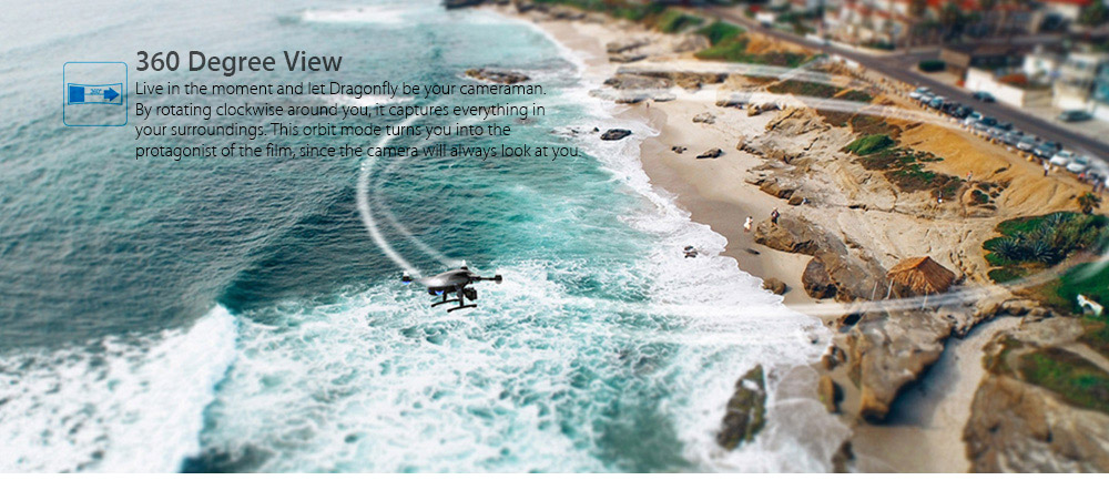 SIMTOO Dragonfly Drone Pro WiFi FPV 16MP 4K Camera 2.4GHz Voice Control GPS GLONASS RTF - Black