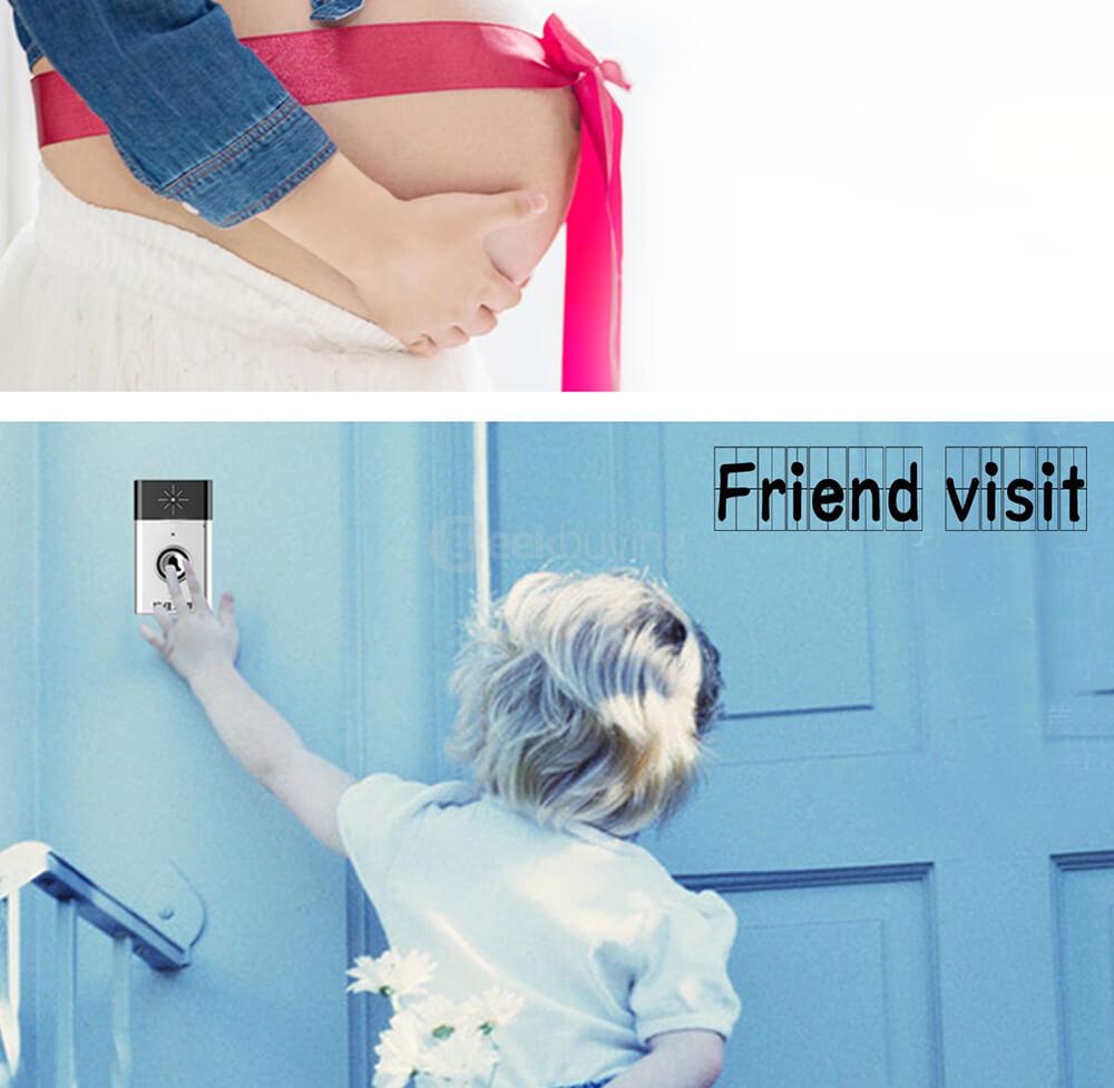 H6-1 Wireless Voice Intercom LED Doorbell - Gold