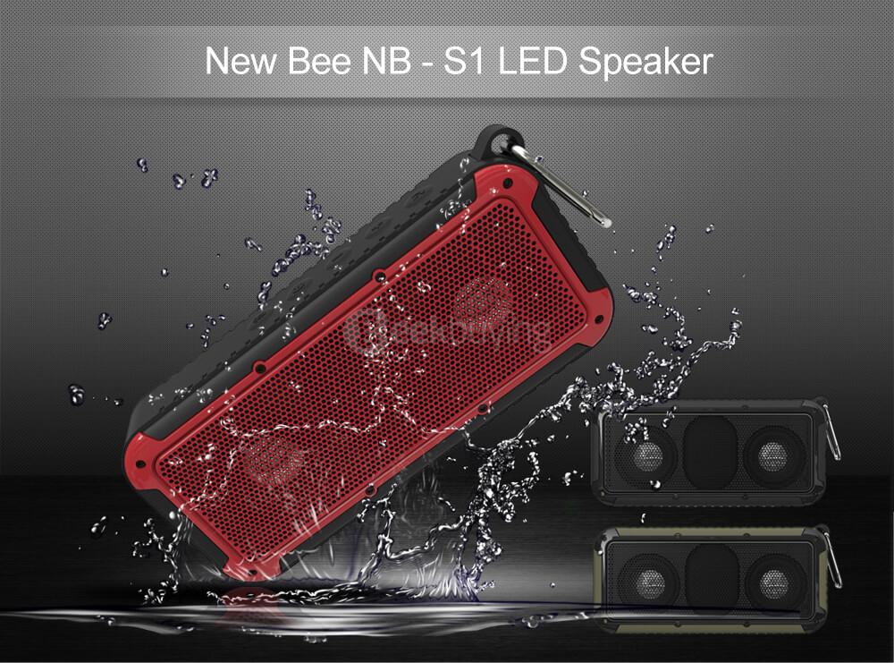 New Bee NB-S1 LED Bluetooth 4.0 IP66 Waterproof Wireless Led Speaker - Green