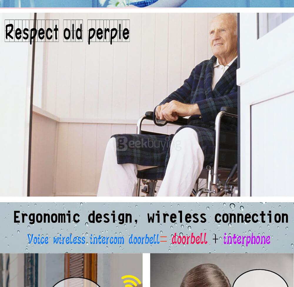 H6-1 Wireless Voice Intercom LED Doorbell - Silver