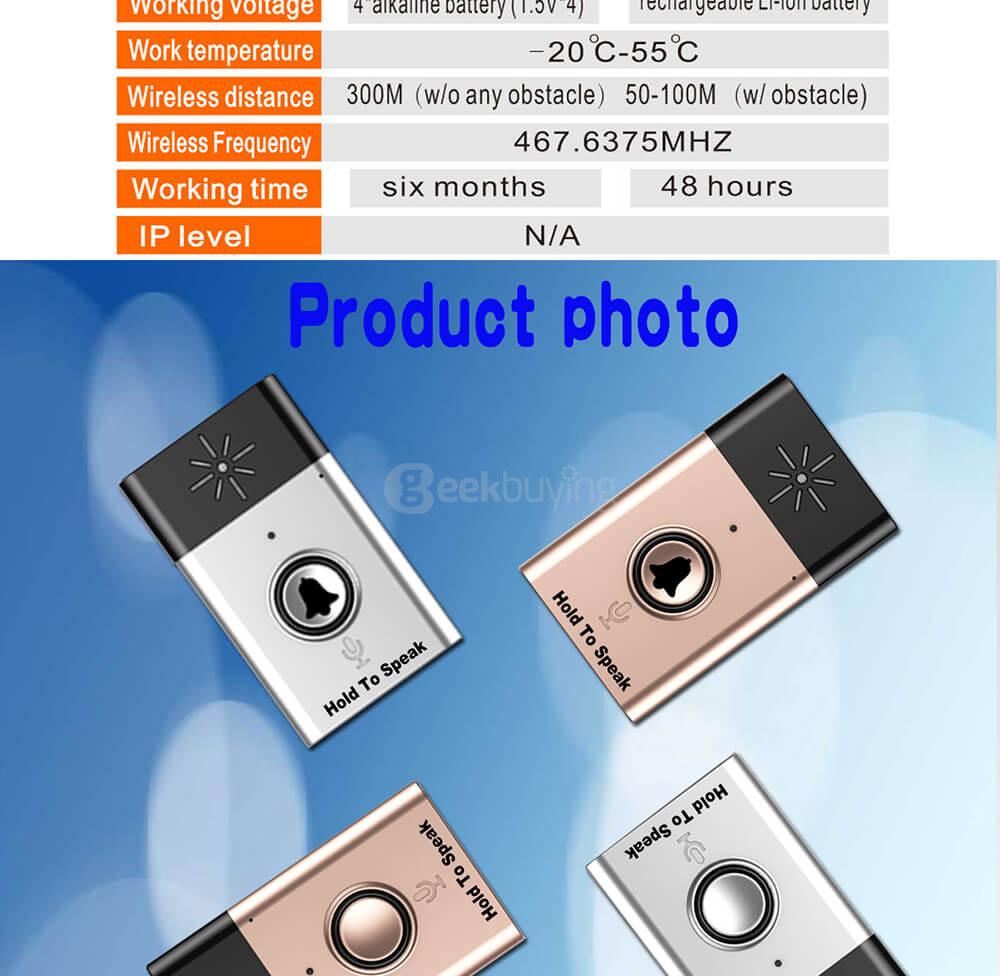 H6-1 Wireless Voice Intercom LED Doorbell - Silver