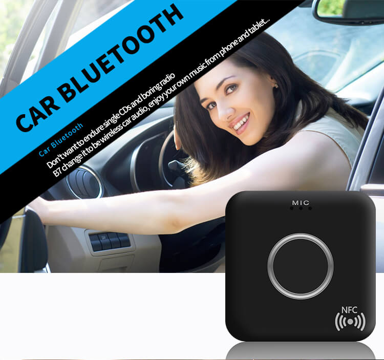 B7 Wireless Bluetooth 4.1 Audio Reciver NFC Stereo Music Adapter 3.5MM AUX - Black