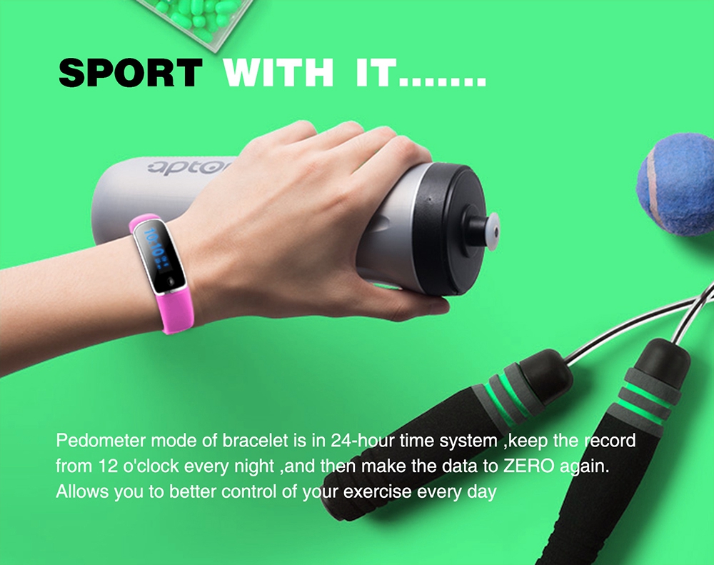 LYNWO M4 Health Smart Bracelet Dynamic Heart Rate Blood Pressure Monitor Sleep Tracker Call SMS APP Noification Reminder Bluetooth Wristband - Black