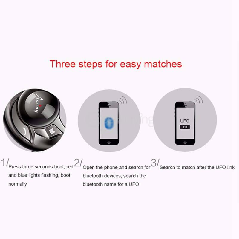 Aminy UFO Bluetooth V4.0 Hands Free Earphone Headphone with Mic for Tablet PC Smartphones - Black