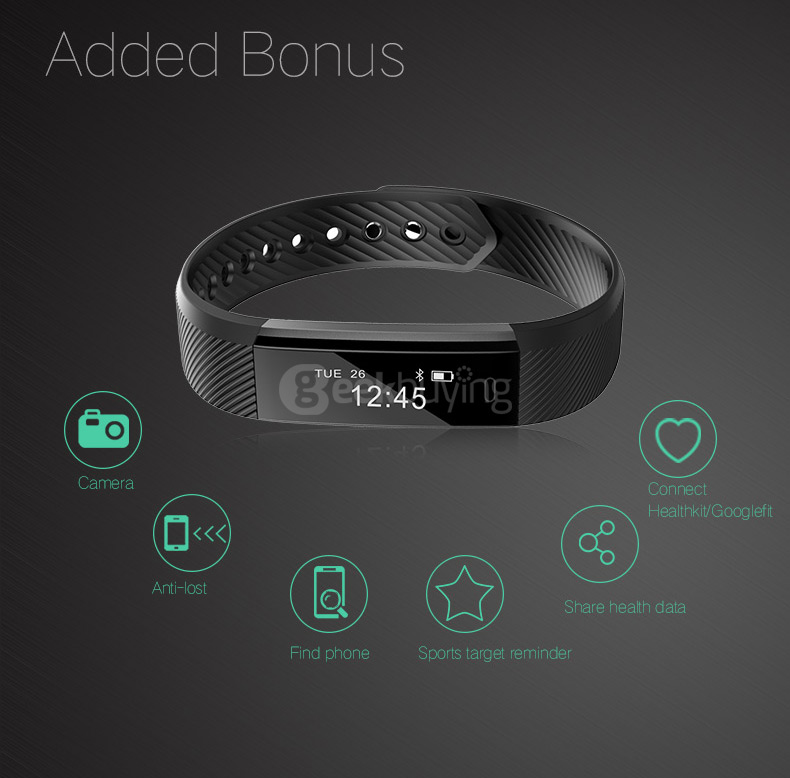 Makibes ID115 Smart Bracelet Fitness Tracker Step Counter Activity Monitor Band Alarm Bluetooth Wristband for iOS Android - Pink