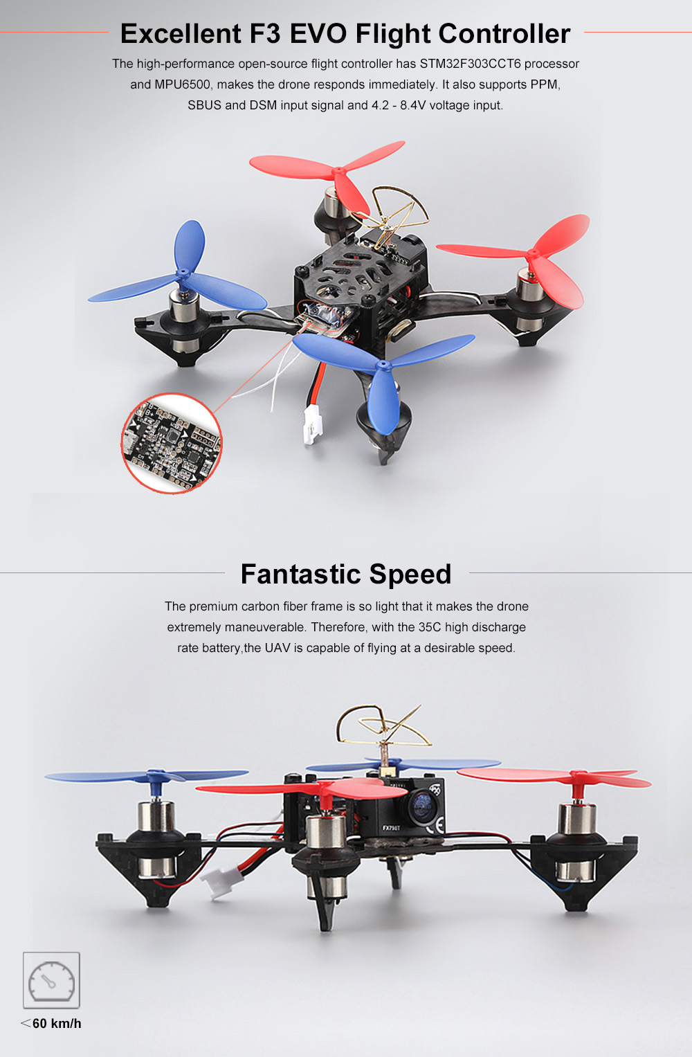 Cheerson TINY 117 Mini FPV Racing Quadcopter 5.8G 700 TVL HD Camera with F3 EVO Brushed Flight Controller
