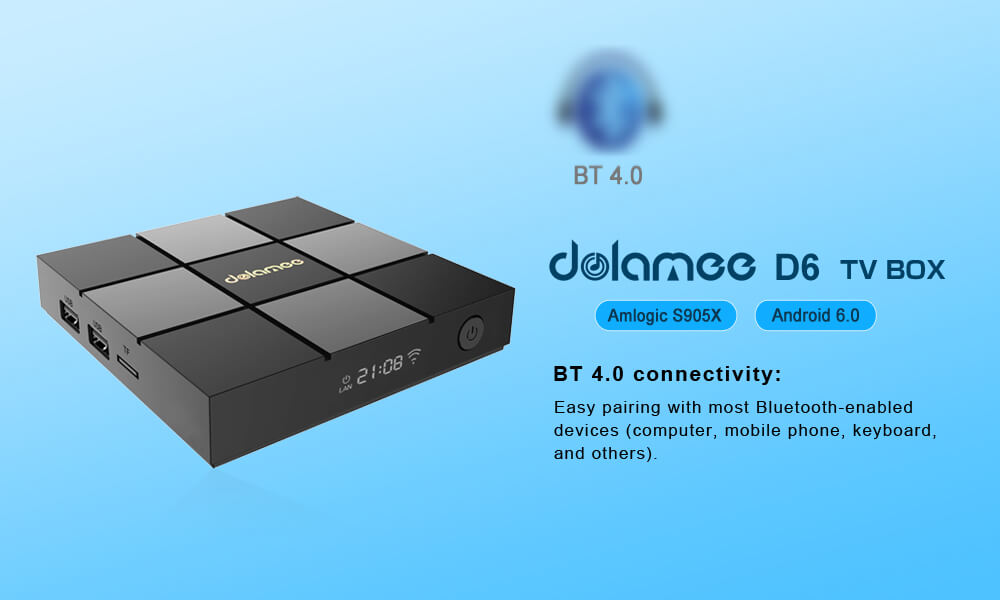 DOLAMEE D6 Amlogic S905X KODI 4K TV BOX Android 6.0 Marshmallow 1G/8G WIFI LAN VP9 HDR10 Media Player