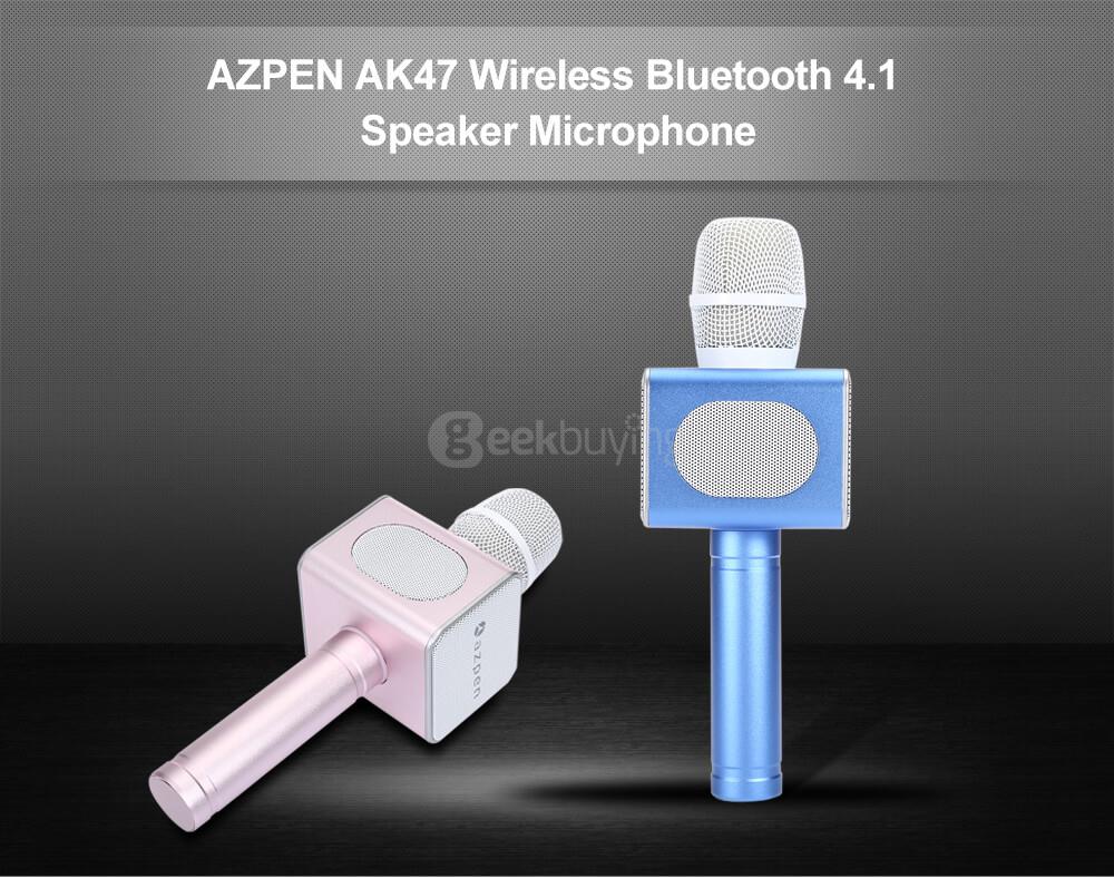 AZPEN AK47 Wireless Bluetooth 4.1 Speaker Microphone.Mini Karaoke Player Personal KTV for Android and IOS Phone - Rose gold