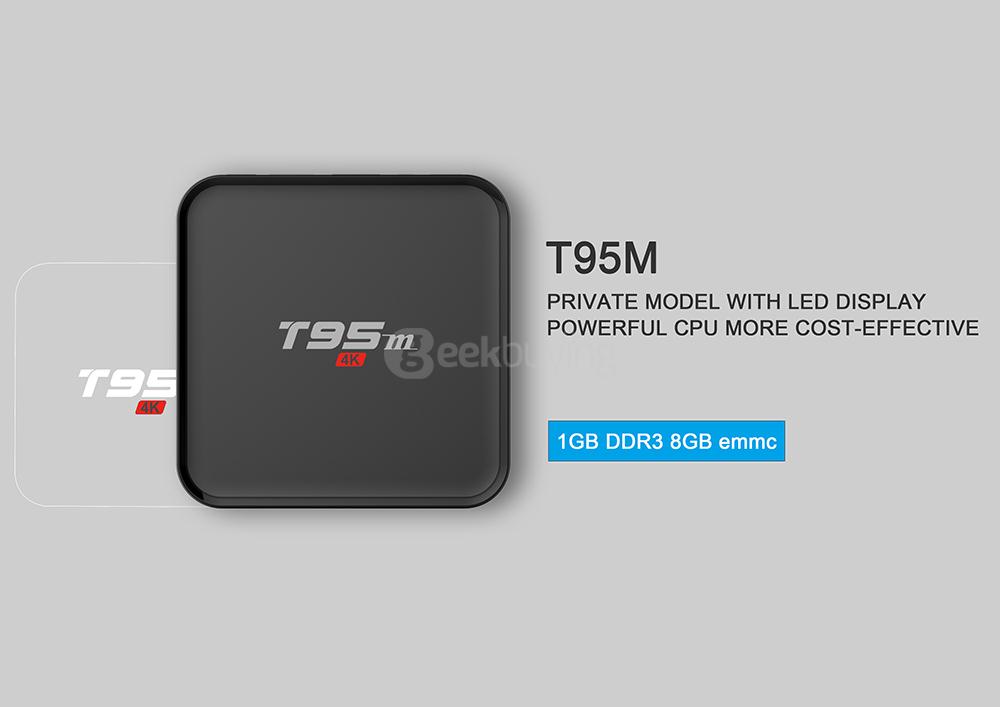 T95M Amlogic S905X Quad Core Android 5.1 4K TV BOX 1G/8G 802.11 b/g/n LAN HDMI - Black
