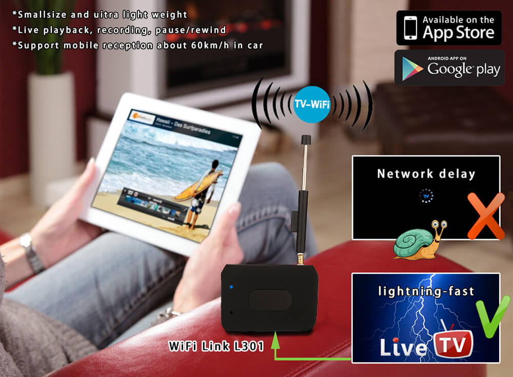 L301 DTV Link DVB-T ISDB-T Live TV Receiver Mobile Phone Tablets TV Receiver for iOS Android