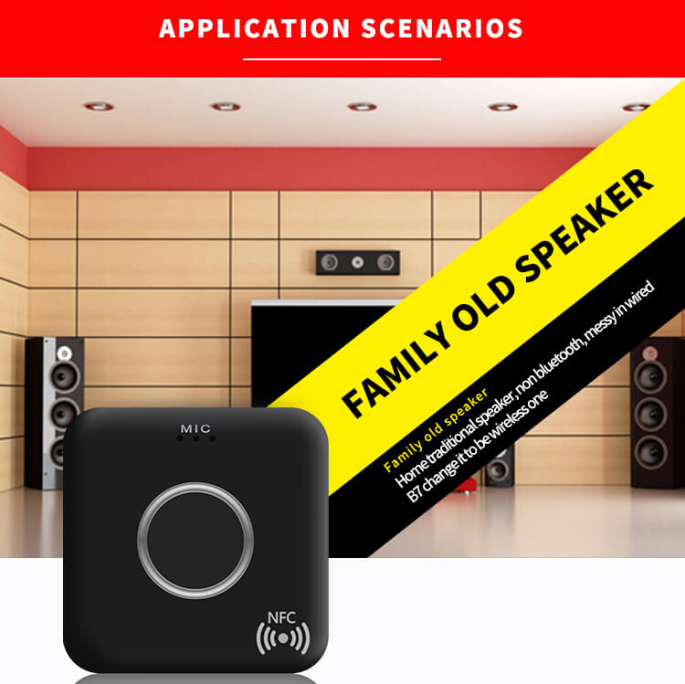 B7 Wireless Bluetooth 4.1 Audio Reciver NFC Stereo Music Adapter 3.5MM AUX - Black