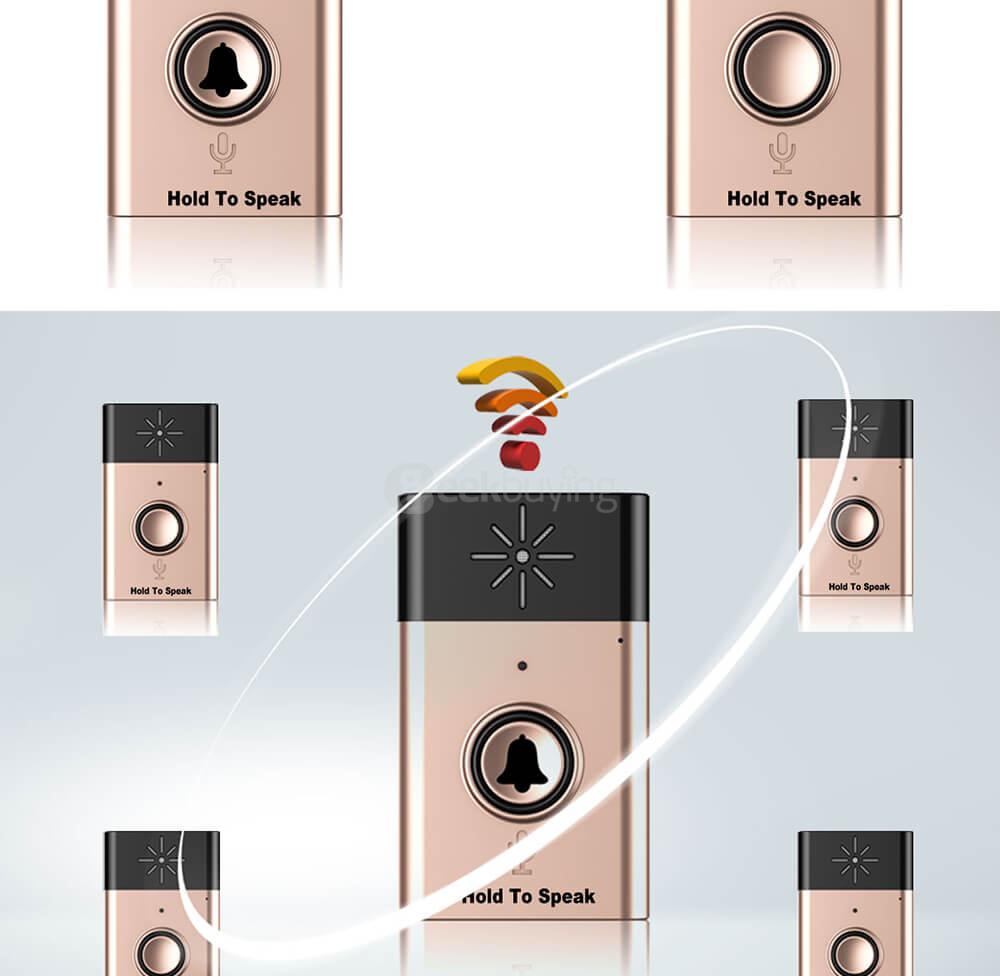 H6-1 Wireless Voice Intercom LED Doorbell - Gold