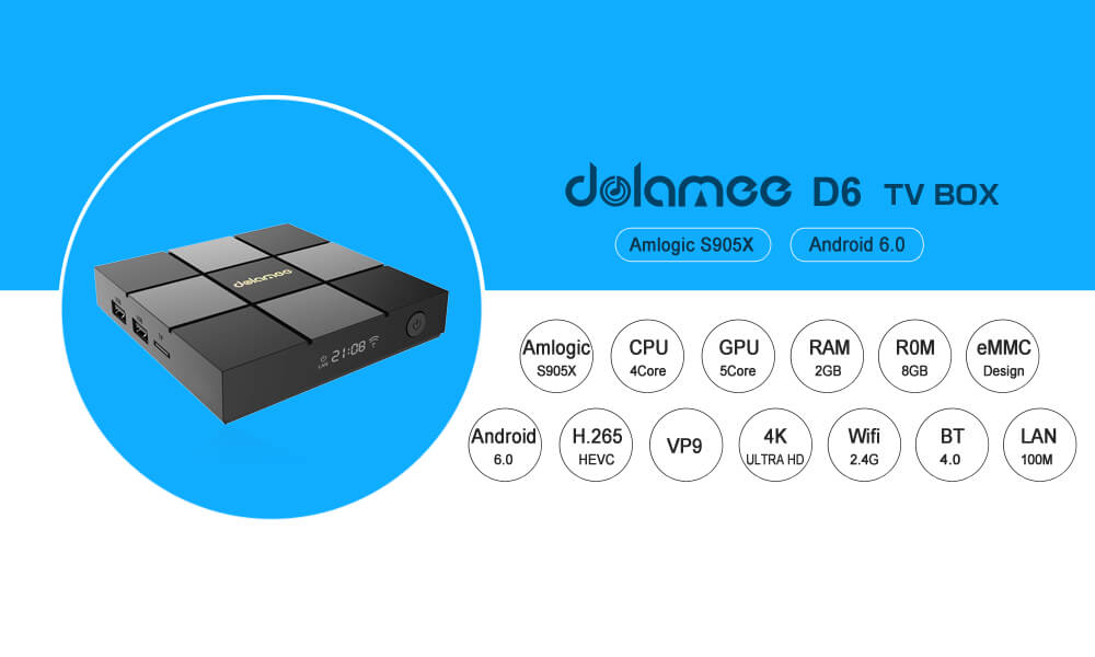 Bundle DOLAMEE D6 Amlogic S905X KODI 2G/8G 4K TV BOX + Tronsmart TSM01 English Air Mouse