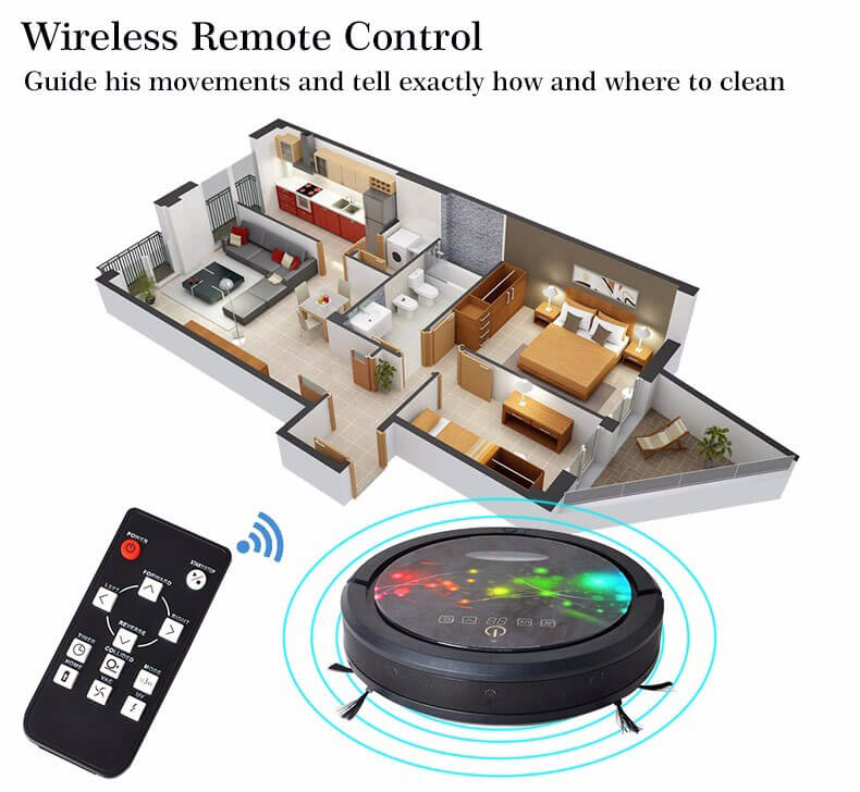 Cleanmate QQ6 Robot Vacuum Cleaner LED Touch Screen App Control 2000mAh Battery Virtual Wall Powerful Suction Robotic Vacuum Cleaner