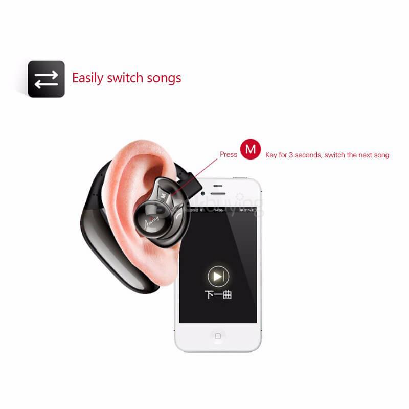 Aminy UFO Bluetooth V4.0 Hands Free Earphone Headphone with Mic for Tablet PC Smartphones - Blue