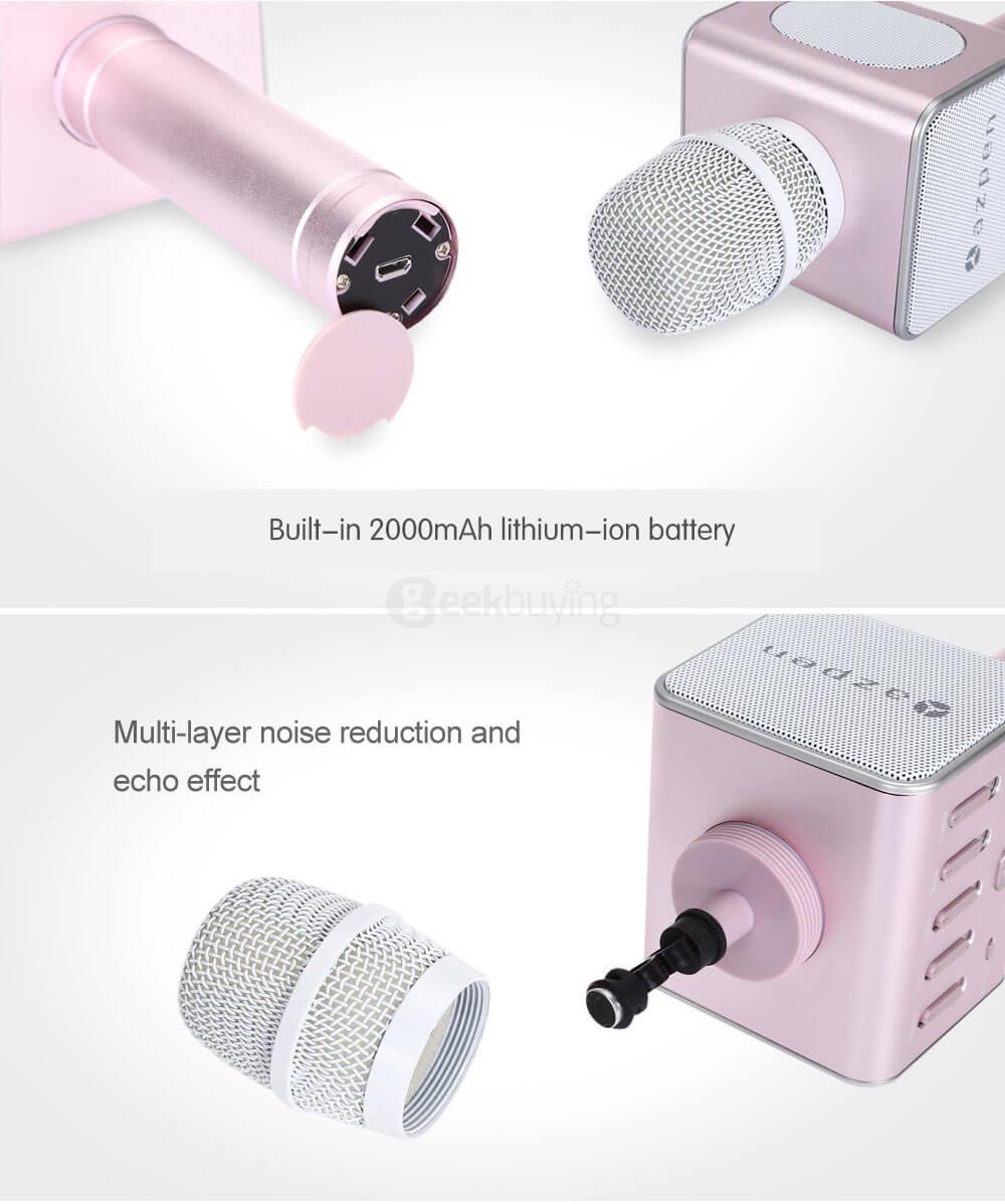 AZPEN AK47 Wireless Bluetooth 4.1 Speaker Microphone.Mini Karaoke Player Personal KTV for Android and IOS Phone - Rose gold