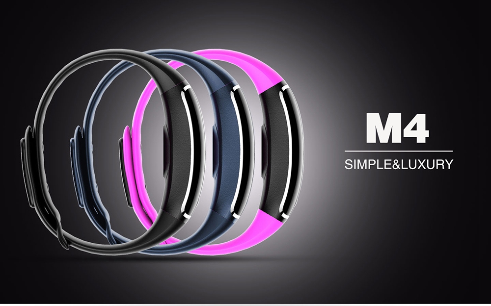 LYNWO M4 Health Smart Bracelet Dynamic Heart Rate Blood Pressure Monitor Sleep Tracker Call SMS APP Noification Reminder Bluetooth Wristband - Black