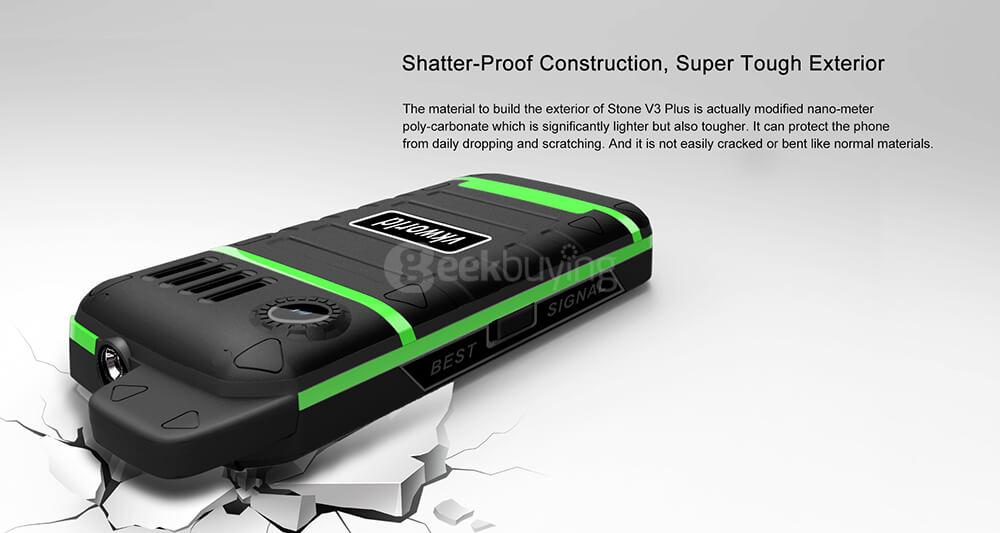 VKworld Stone V3 Plus IP54 Waterproof Phone 2.4 Inch Daily Dustproof ShatterProof 4000Mah Long Standby Speaker LED Lights - Black