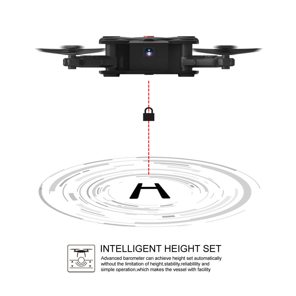FQ777 FQ17W WIFI FPV Foldable Pocket Drone With 0.3MP Camera Altitude Hold Mode RC Quadcopter RTF - Black