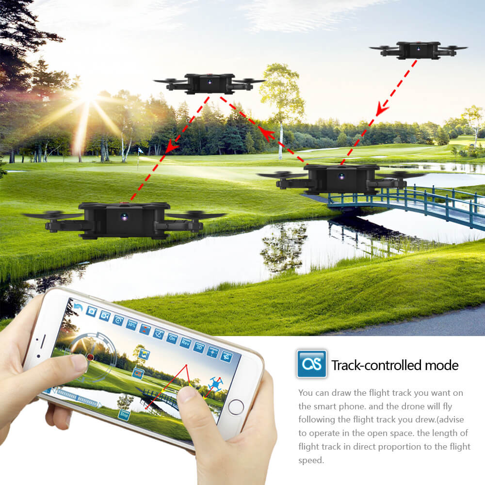 FQ777 FQ17W WIFI FPV Foldable Pocket Drone With 0.3MP Camera Altitude Hold Mode RC Quadcopter RTF - Black