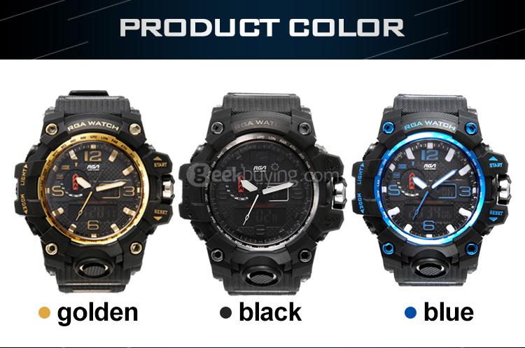 RGA R-983 Digital Watch Water Resistant LED Sports Watches Casual Quartz Wristwatch for Men - Blue