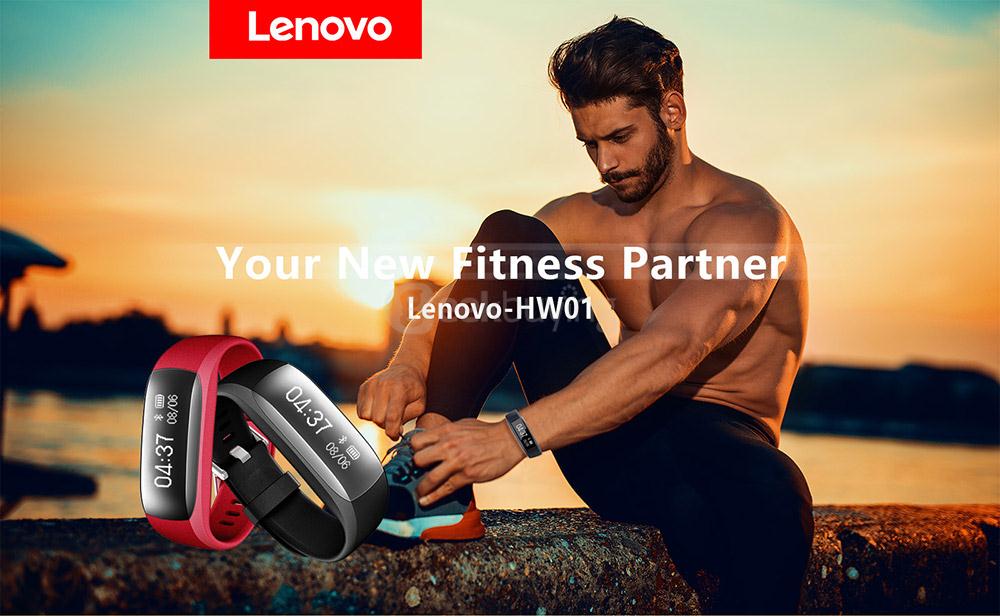 Lenovo HW01 Bluetooth 4.2 Smart Wristband Dynamic Heart Rate Moniter Pedometer Fitness Tracker for Android iOS - Red