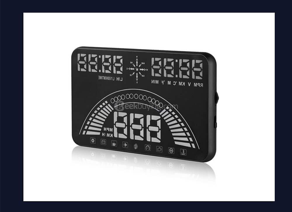 S7 5.8' Car OBDII HUD Head Up Display Projector with Speed Warning System - Black