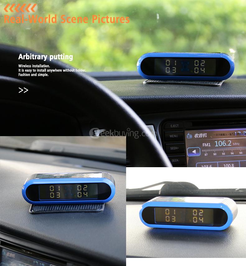 CAREUD T5WF Solar TPMS Tire Pressure Monitoring System USB Interface with Four Outer Sensors - Blue
