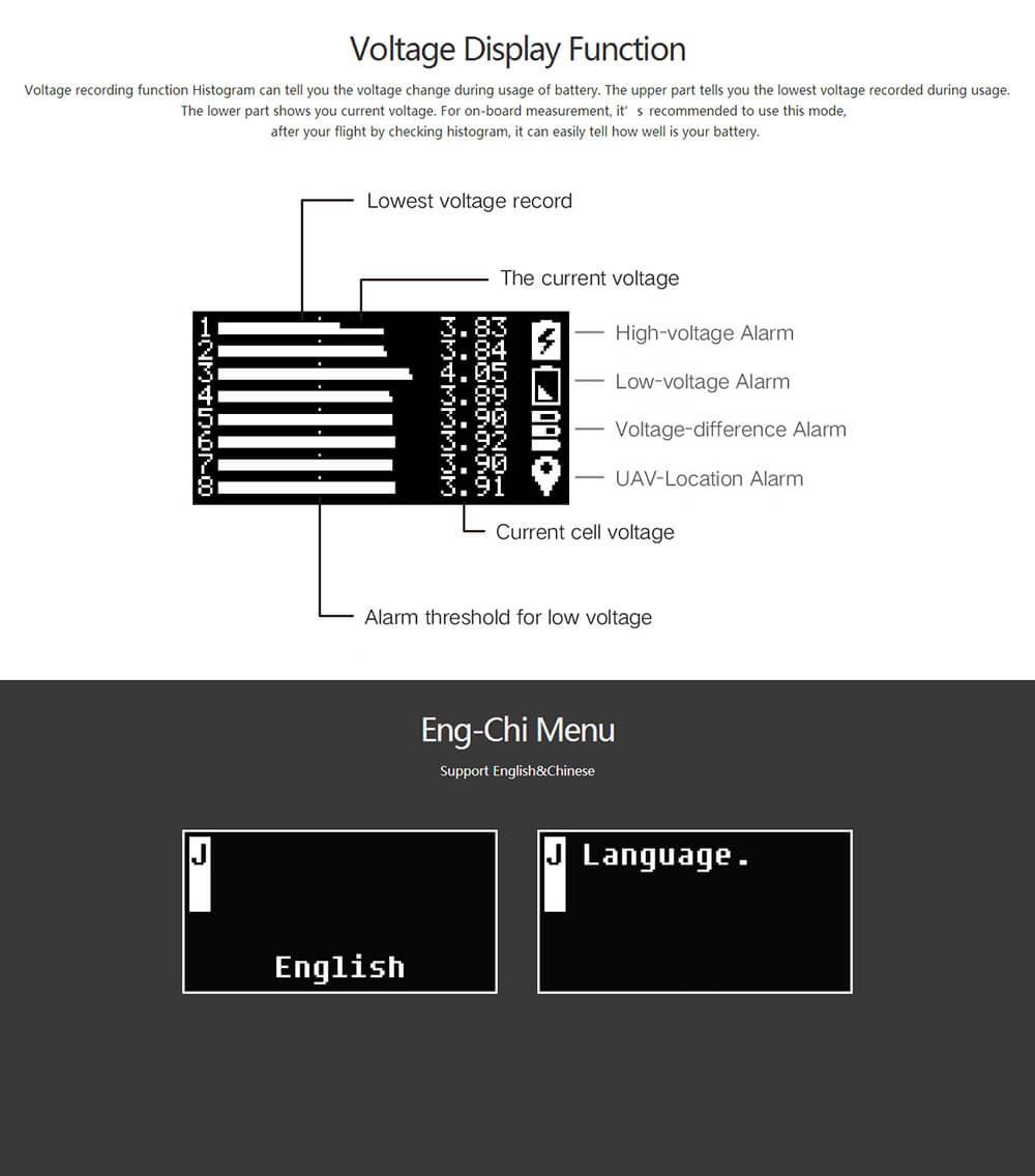 ISDT BC-8S Battery Checker with Two 85dB Buzzer for LiPo LiHv LiFe LiIon Batteries