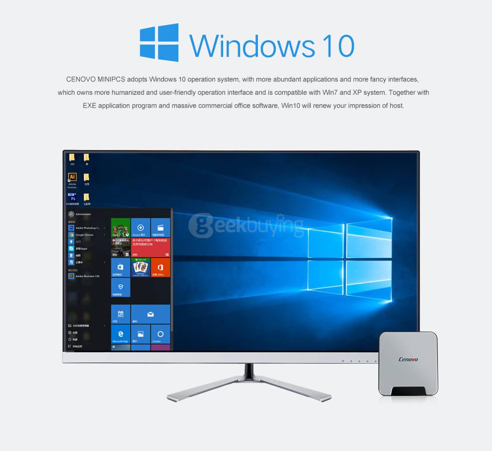 Cenovo MINI PC Intel Cherry Trail Z8350 Smart Mini PC Windows 10 4G/64G 2.4G WiFi LAN HDMI 1080P OTG