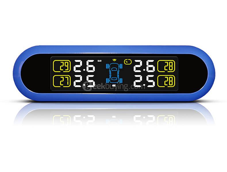 CAREUD T5WF Solar TPMS Tire Pressure Monitoring System USB Interface with Four Outer Sensors - Blue