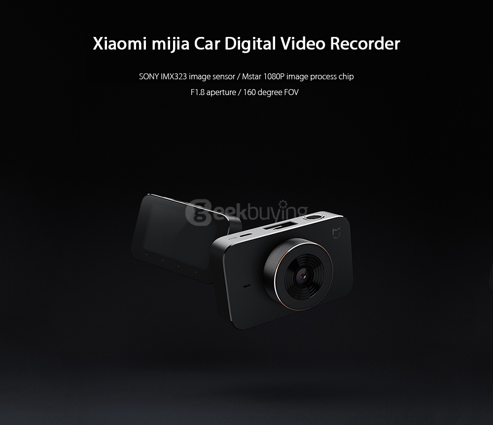 Xiaomi Mijia Carcorder Dash Camera Mstar MSC8328P SONY IMX323 H.264 1080P 160 Degree Wide Angle 3 Inch HD Screen WiFi Connection Loop-cycle Recording - Black