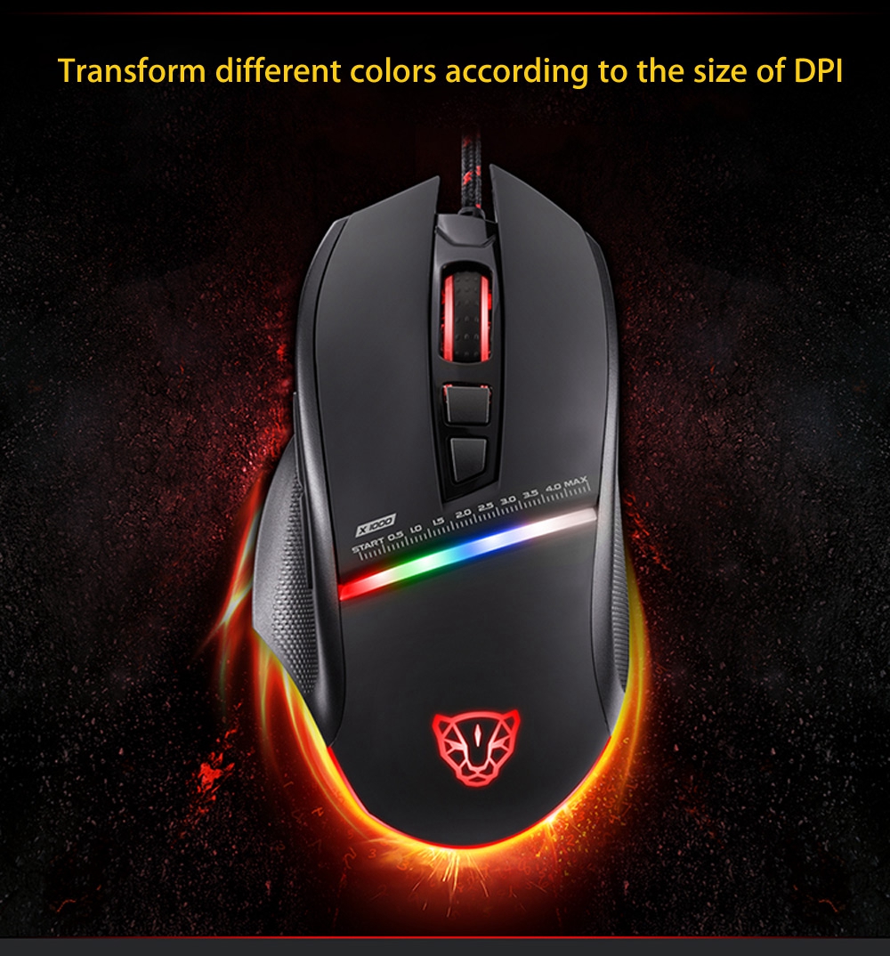 Motospeed V10 4000 DPI 7 Keys Wired Breathing LED Optical Backlit Gaming Mouse for Laptop/Desktop/PC - Black