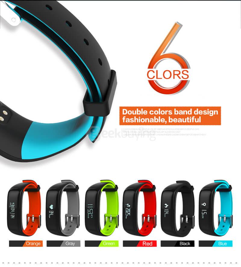 P1 Bluetooth Smartband Pedometer Blood Pressure Heart Rate Monitor Call Reminder Compatible with Android/IOS - Gray