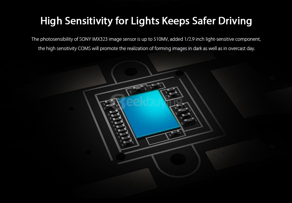 Xiaomi Mijia Carcorder Dash Camera Mstar MSC8328P SONY IMX323 H.264 1080P 160 Degree Wide Angle 3 Inch HD Screen WiFi Connection Loop-cycle Recording - Black