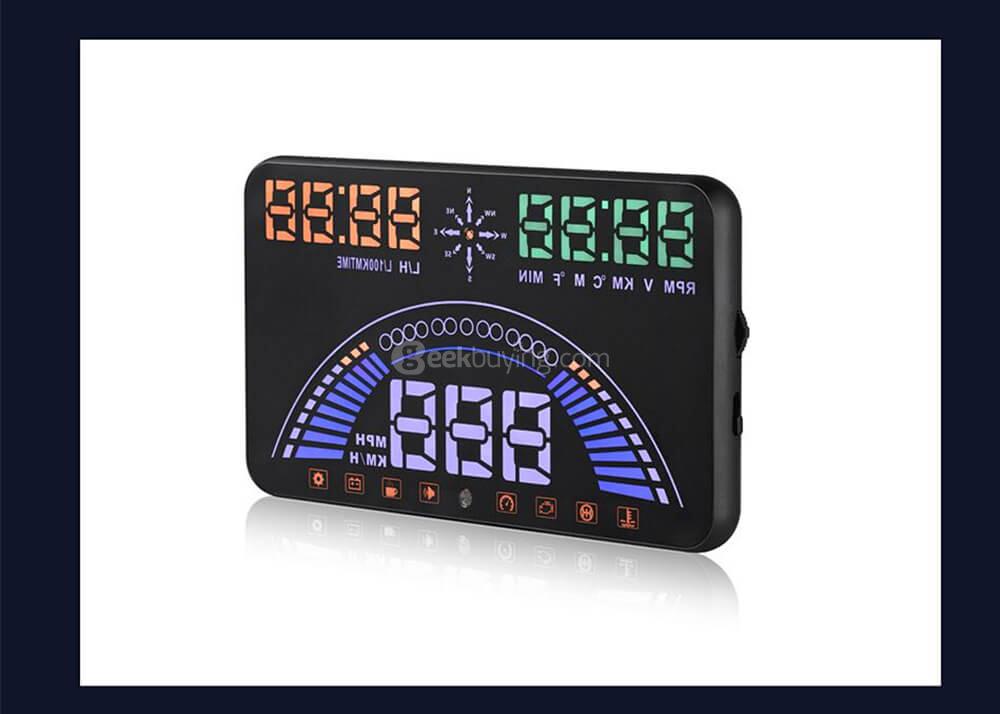 S7 5.8' Car OBDII HUD Head Up Display Projector with Speed Warning System - Black