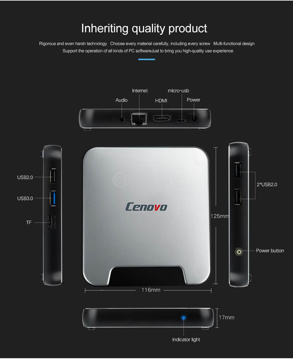 Cenovo MINI PC Intel Cherry Trail Z8350 Smart Mini PC Windows 10 4G 64G