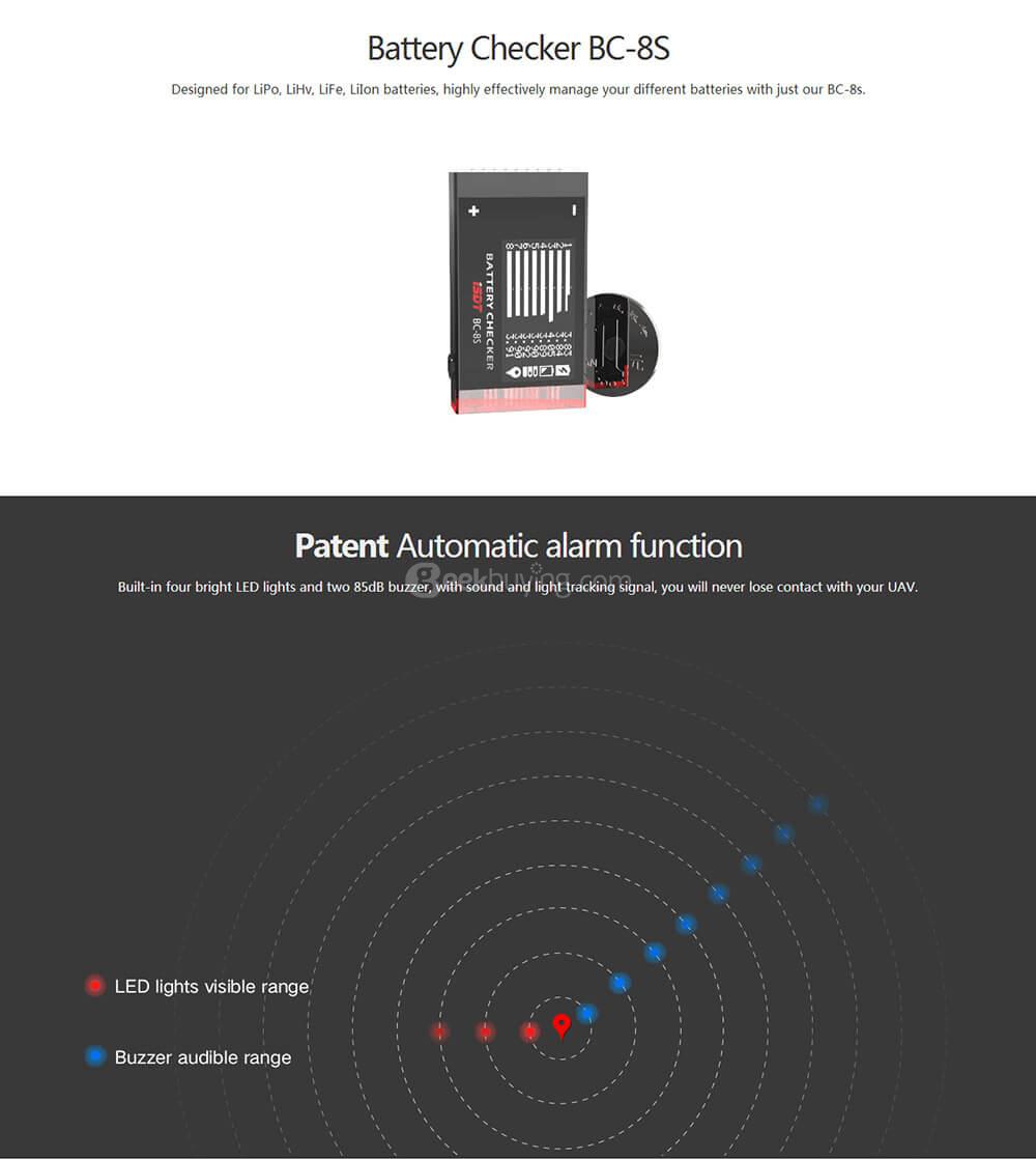 ISDT BC-8S Battery Checker with Two 85dB Buzzer for LiPo LiHv LiFe LiIon Batteries